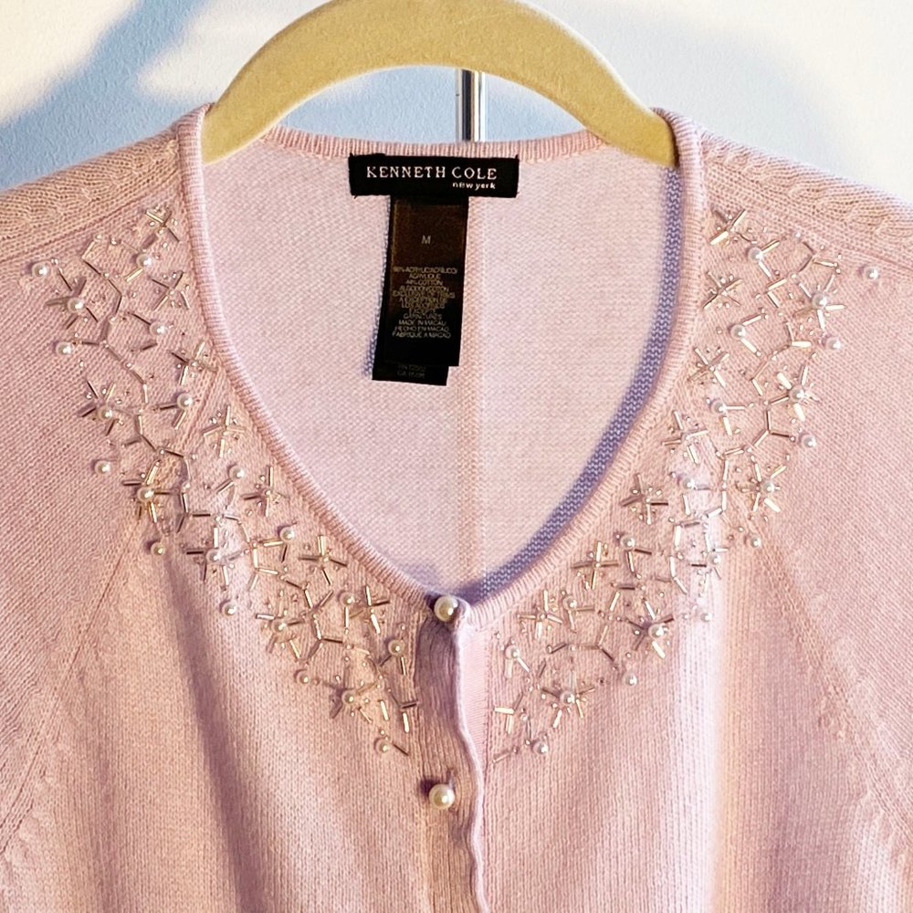 Perfect Condition - Kenneth Cole Cap Sleeve Lavender Embellished Sweater, NWT